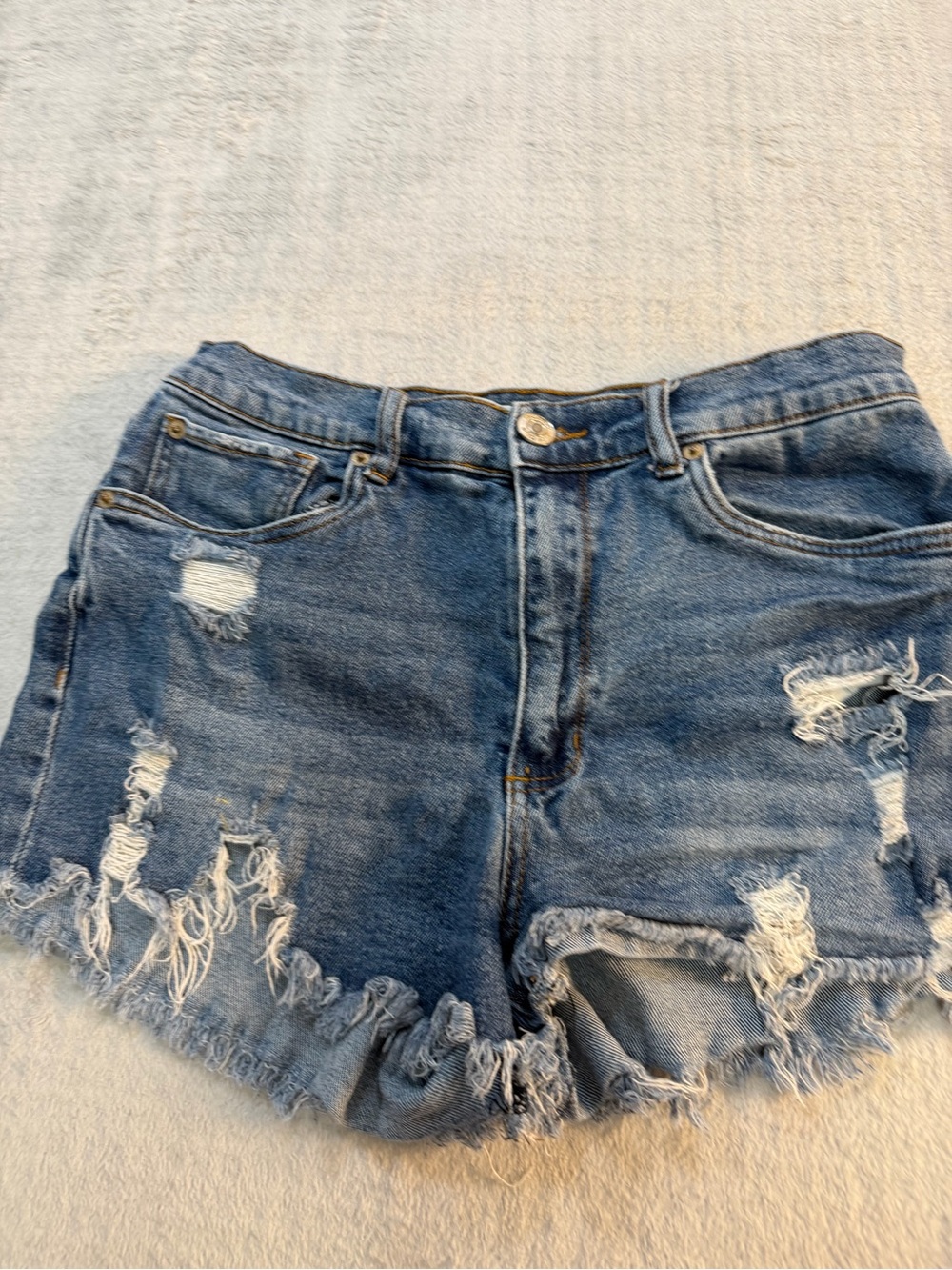 STS Blue Distressed Denim Cutoff Shorts Frayed Hem Medium Wash Size M